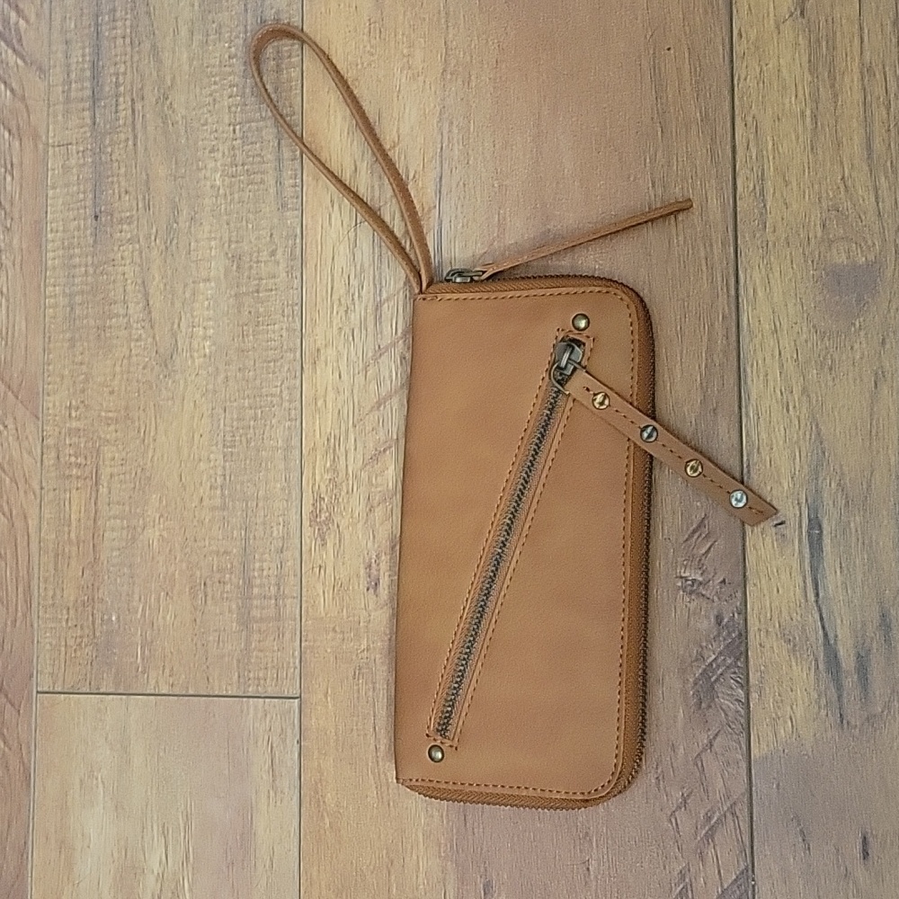 Free People vegan wallet tan